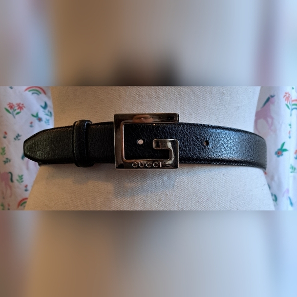 Gucci Accessories - EUC Authentic Vintage Y2K Gucci Centuron Black Silver Tone G Belt SZ 75EU 26in